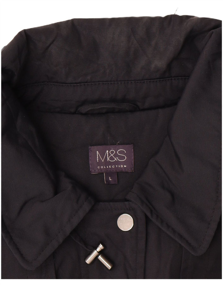 Женская парка большого размера с капюшоном Marks & Spencer UK 16, большая черная