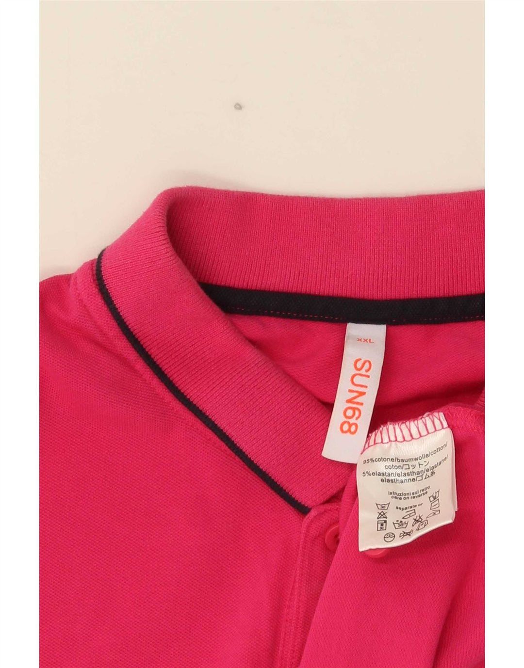 Sun68 Mens Polo Shirt 2XL Pink Cotton