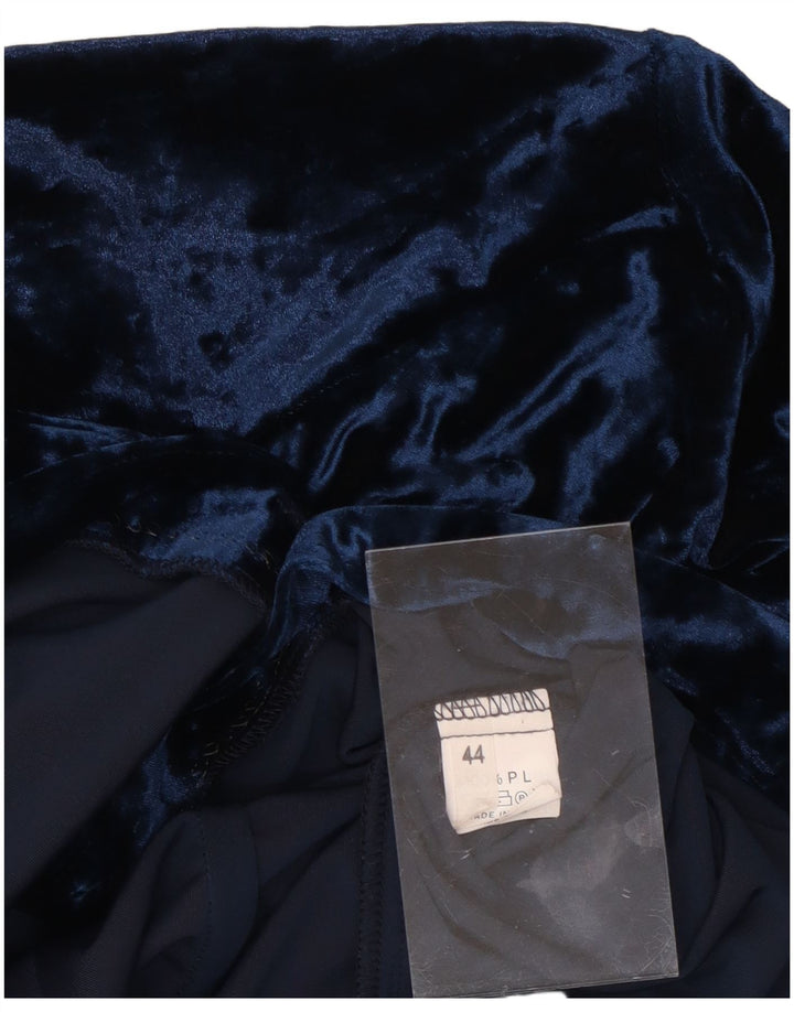Vintage Dame Longline Shirt Bluse IT 44 Medium Navy Blue Polyester
