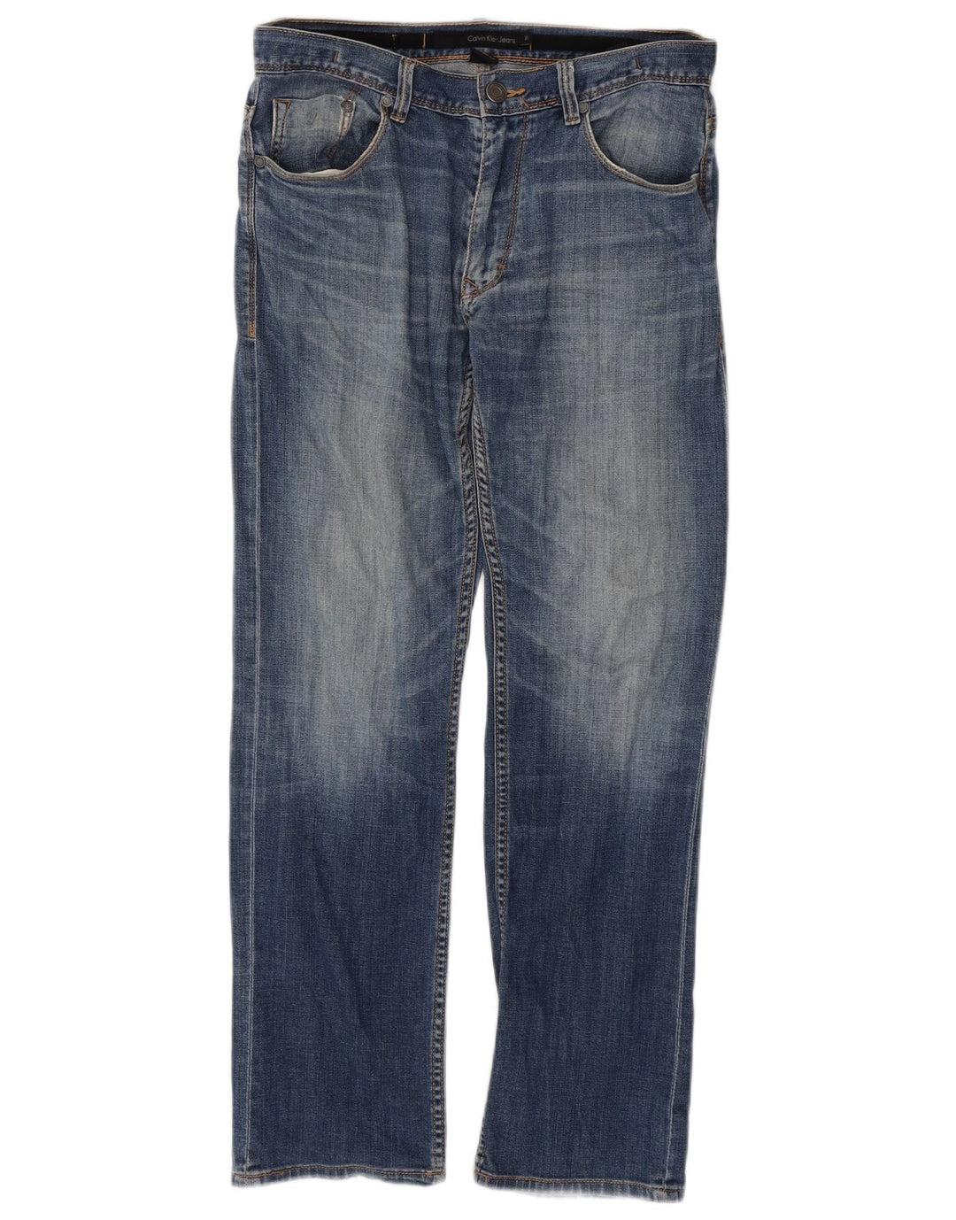 Calvin Klein Mens Straight Jeans W31 L30 Blue Cotton