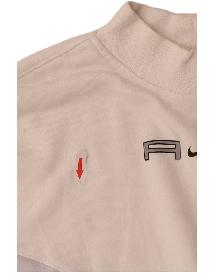 Felpa corta oversize da donna Nike, maglione UK 14, blocco colore bianco medio