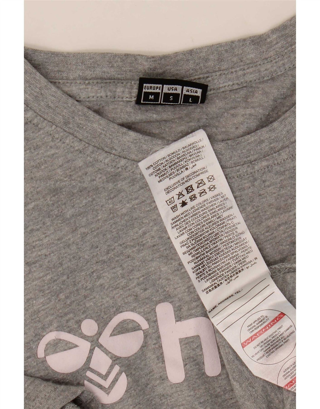 Hummel Herre grafisk T-shirt Top Medium Grey Flecked Bomuld