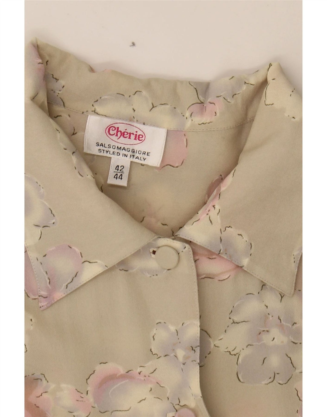 CHERIE Womens Shirt Blouse IT 42/44 Medium Beige Floral Vintage cherie and Second-Hand cherie from Messina Hembry 