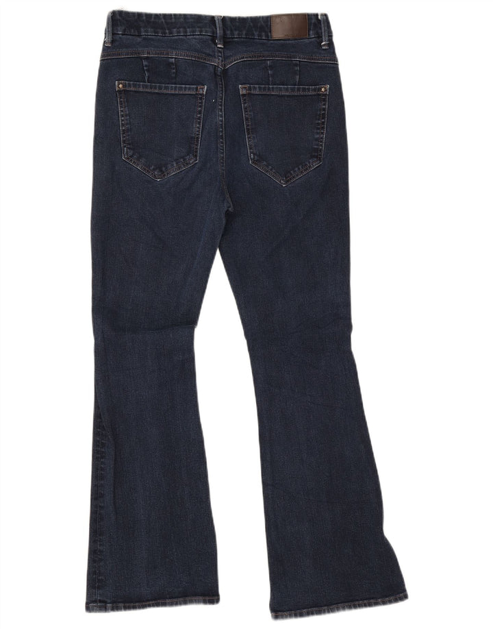 Marks & Spencer Womens Flared Jeans UK 12 Medium W28 L27 Navy Blue Cotton