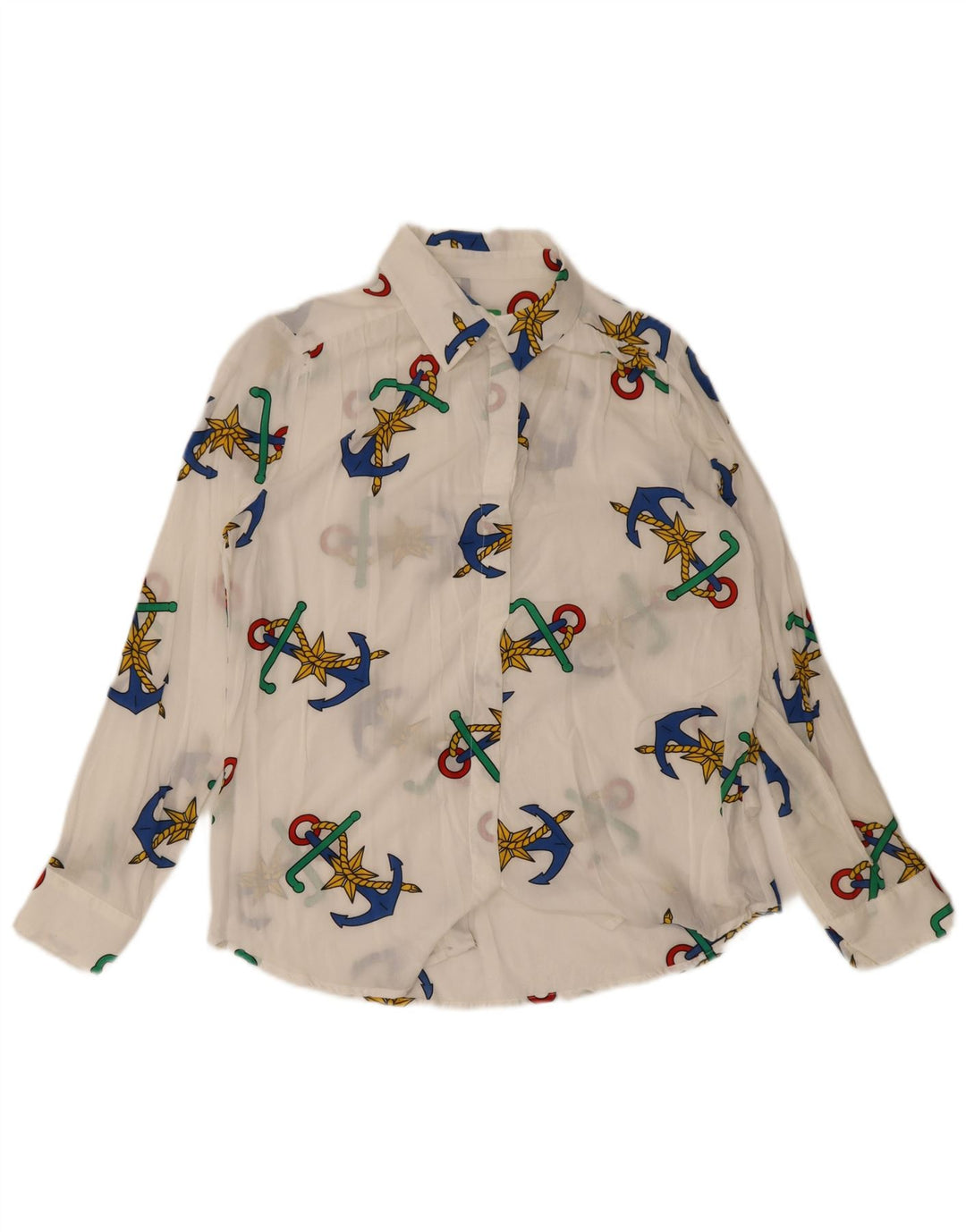 Benetton kvinders abstrakt mønster skjorte UK 16 Large White Modal