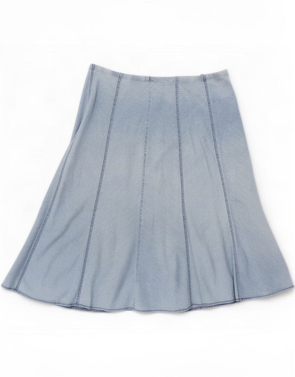 Marks & Spencer Womens Flared Skirt UK 16 Large W36 Blue Cotton