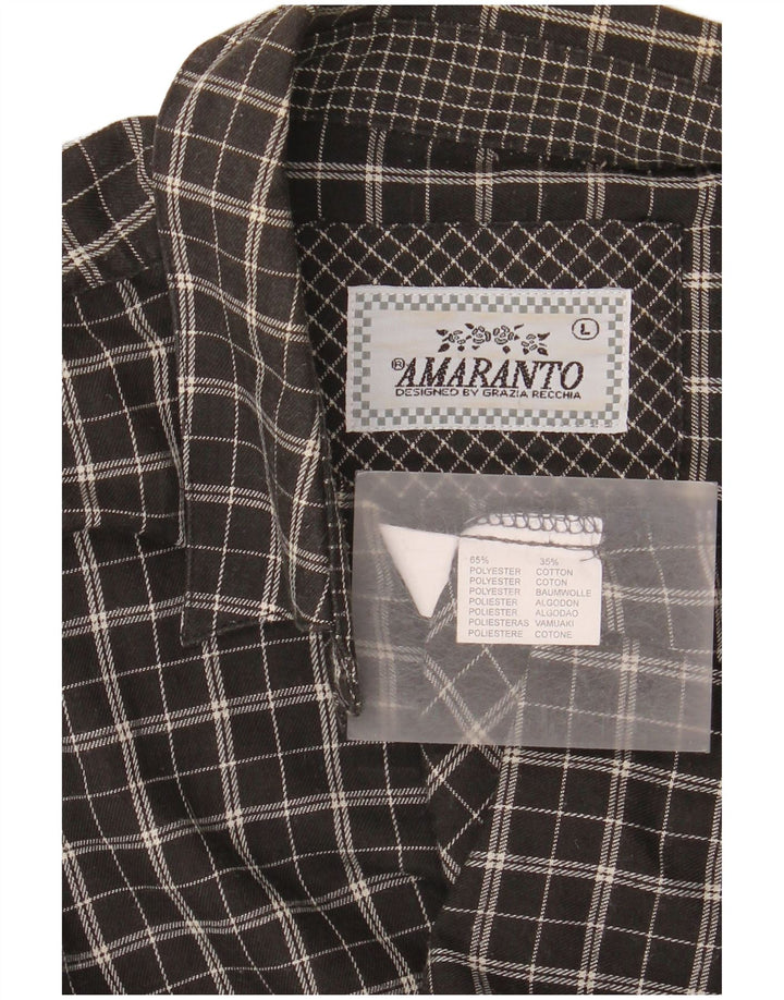 Amaranto Womens Flannel Shirt UK 16 Large Black Check Polyester