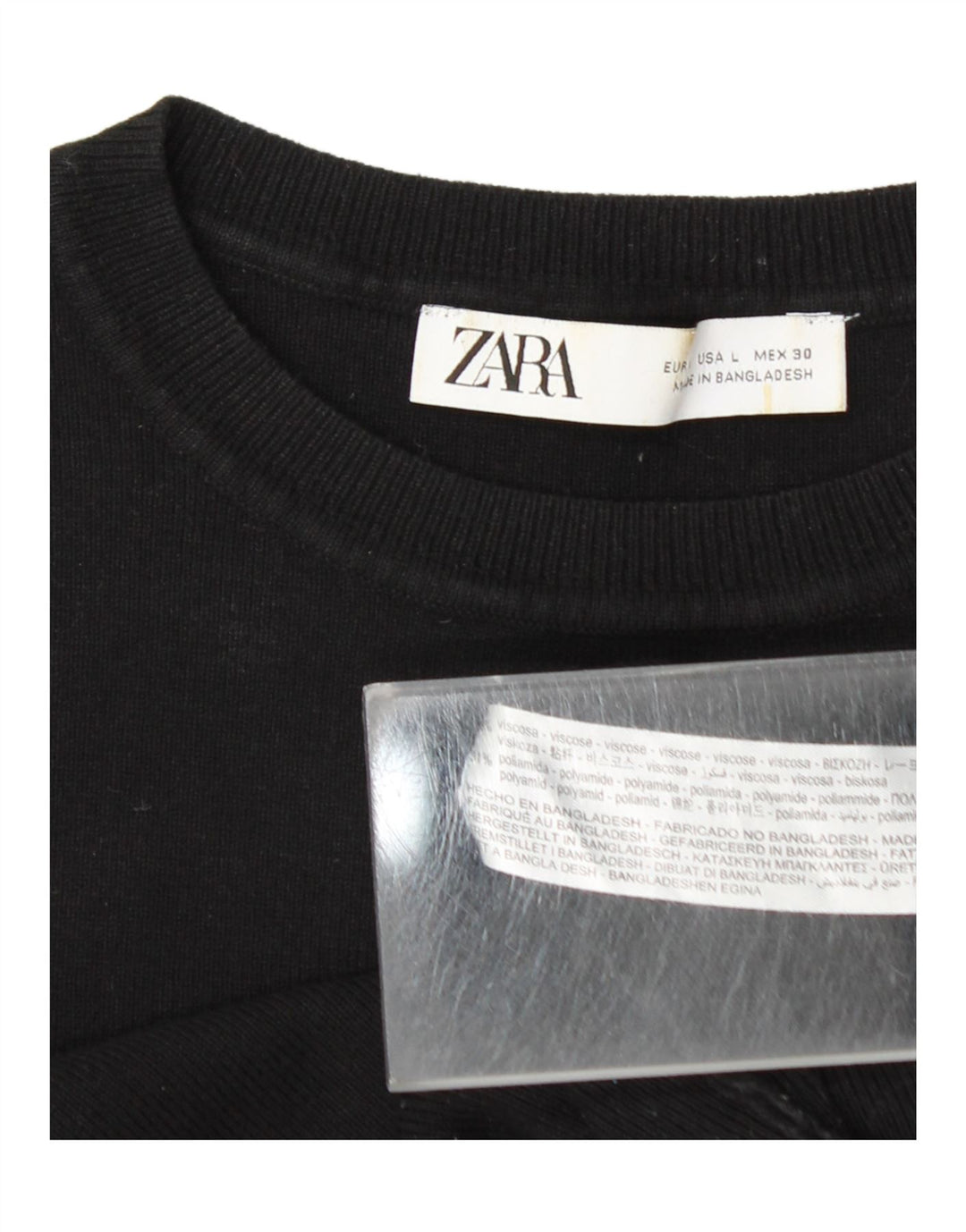 Zara Womens Crop Vest Top UK 14 Large Black Viscose