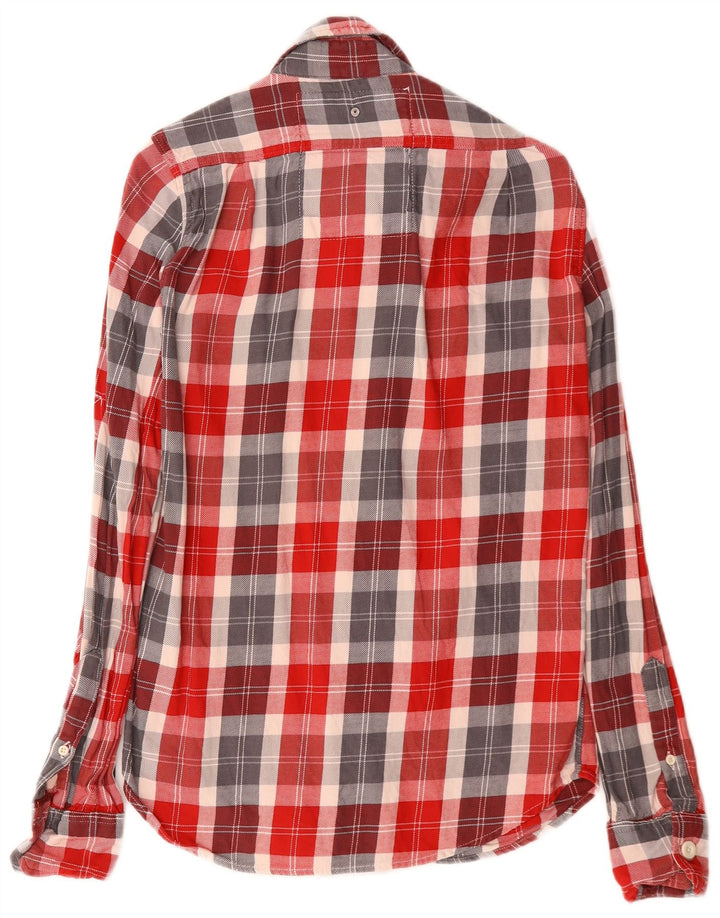 SUPERDRY Mens Flannel Shirt Small Red Check Cotton