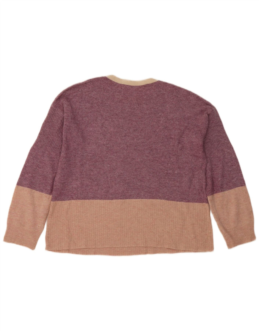 White Stuff Womens Crew Neck Jumper Sweater UK 12 Medium Purple Colourblock