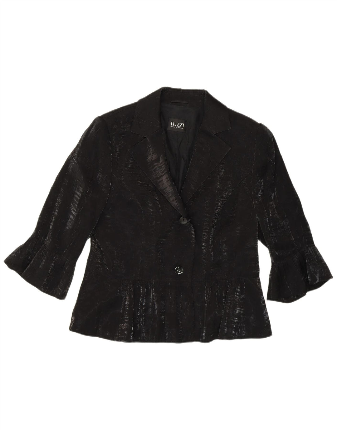 TUZZI Womens 3/4 Sleeve 2 Button Blazer Jacket UK 18 XL  Black Viscose