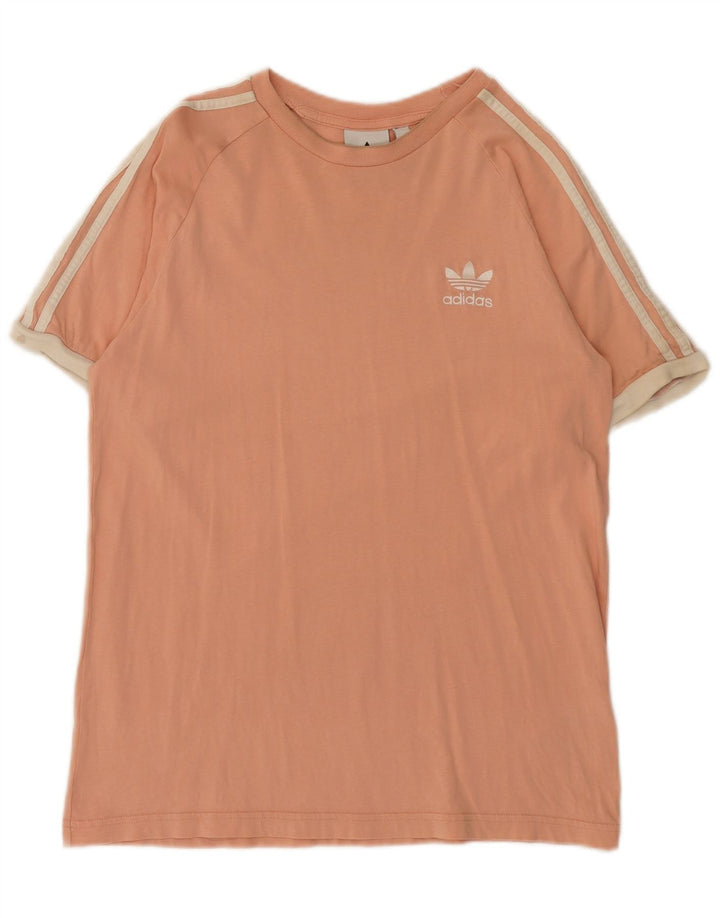 Adidas Mens T-Shirt Top Medium Pink Colourblock Cotton