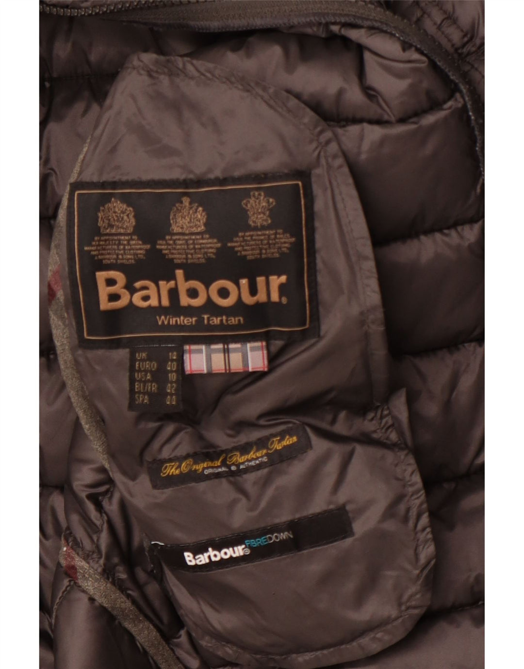 Giacca imbottita scozzese invernale da donna Barbour UK 14 Large Grey Winter