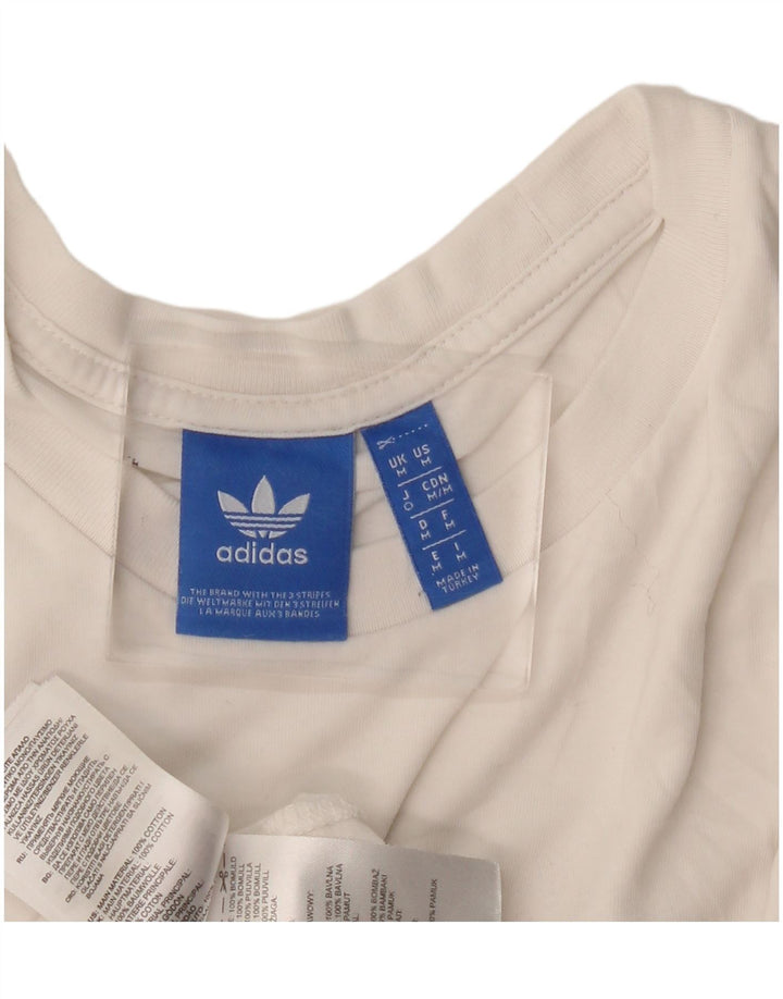 Adidas Mens Graphic T-Shirt Top Medium White Cotton