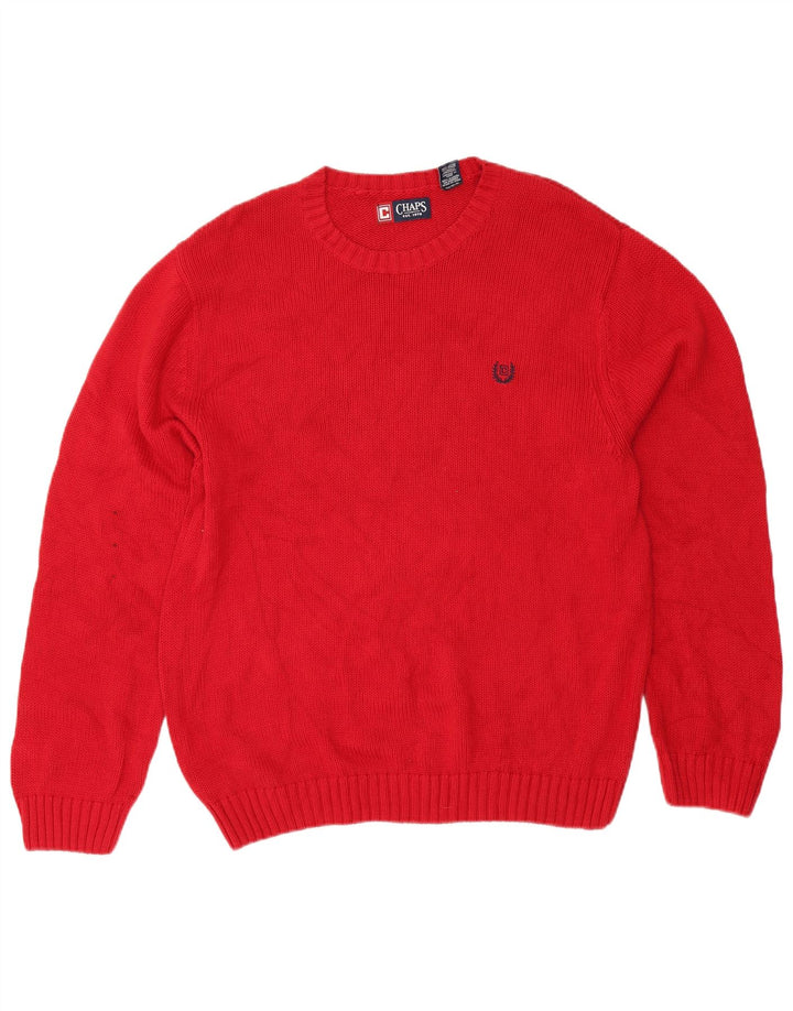 Chaps Mens Crew Neck Jumper Sweater Large Red Cotton