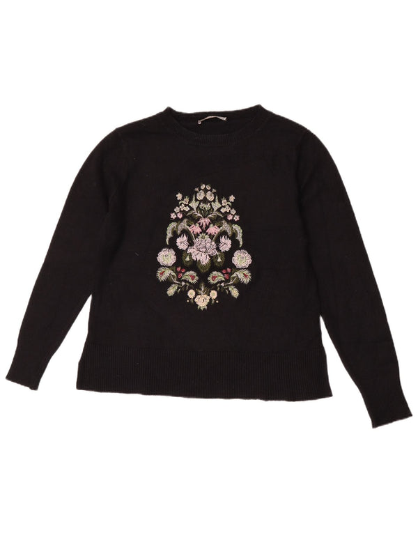 Γυναικείο πουλόβερ Oasis Boat Neck Jumper UK 12 Medium Black Floral Viscose