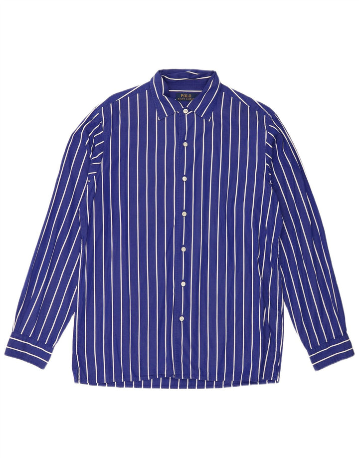 Polo Ralph Lauren Mens Shirt Medium Blue Striped Cotton