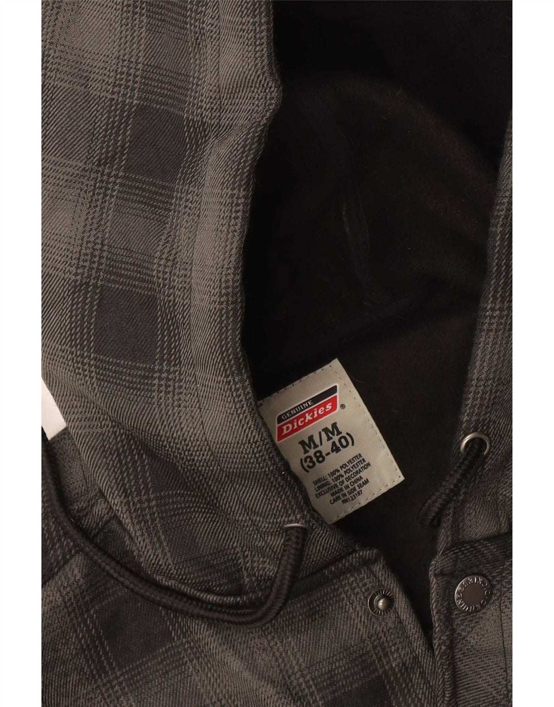 Dickies Mens Hooded Lumberjack Shirt UK 38/40 Medium Grey Check Polyester