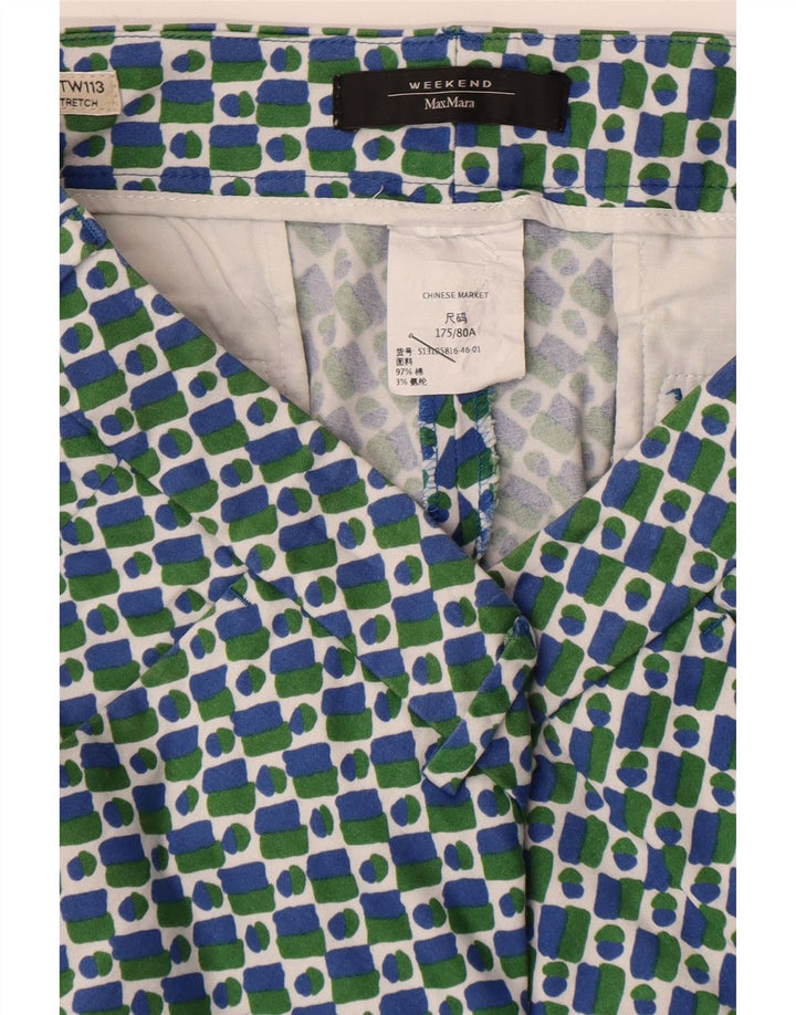 Max Mara Womens Weekend Straight Chino Trousers W32 L26 Blue Geometric