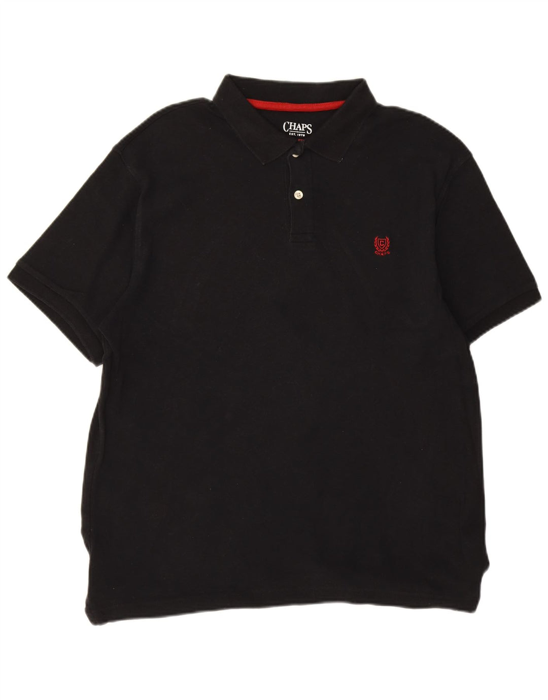 CHAPS Mens Polo Shirt Medium Black Cotton