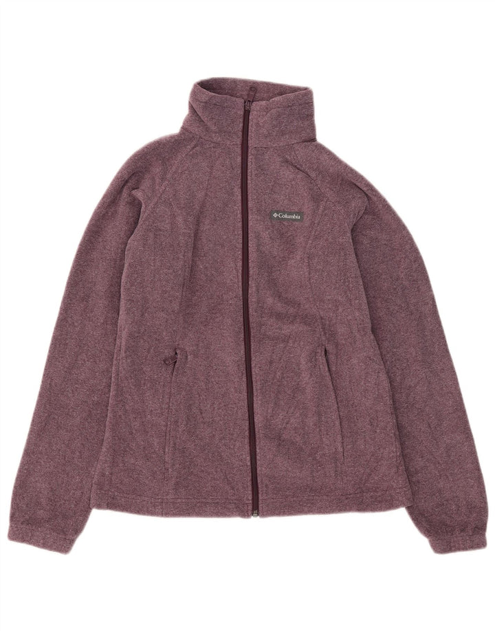 COLUMBIA Womens Fleece Jacket UK 10 Small Purple Flecked Polyester