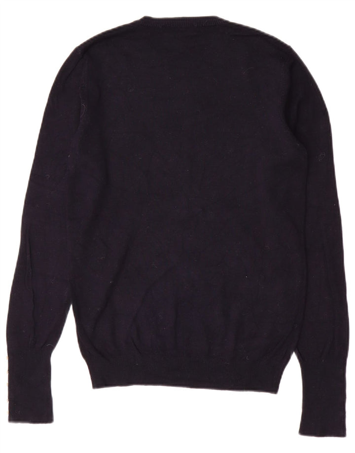 ZARA Womens Crew Neck Jumper Sweater UK 12 Medium Navy Blue