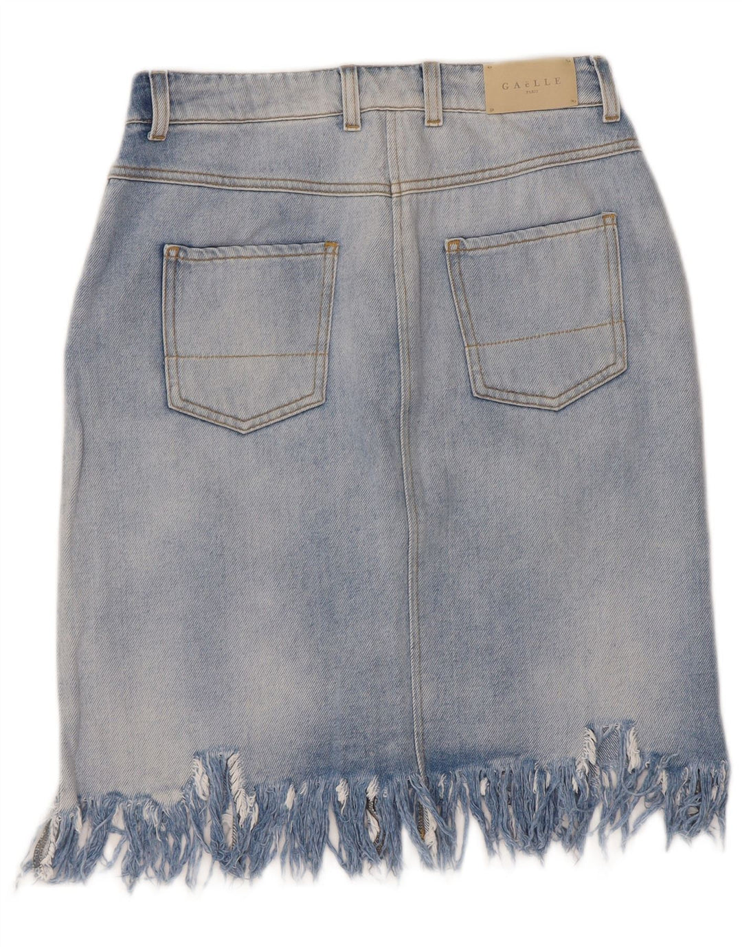 Gaelle Womens Graphic Denim Skirt W27 Small Blue Cotton