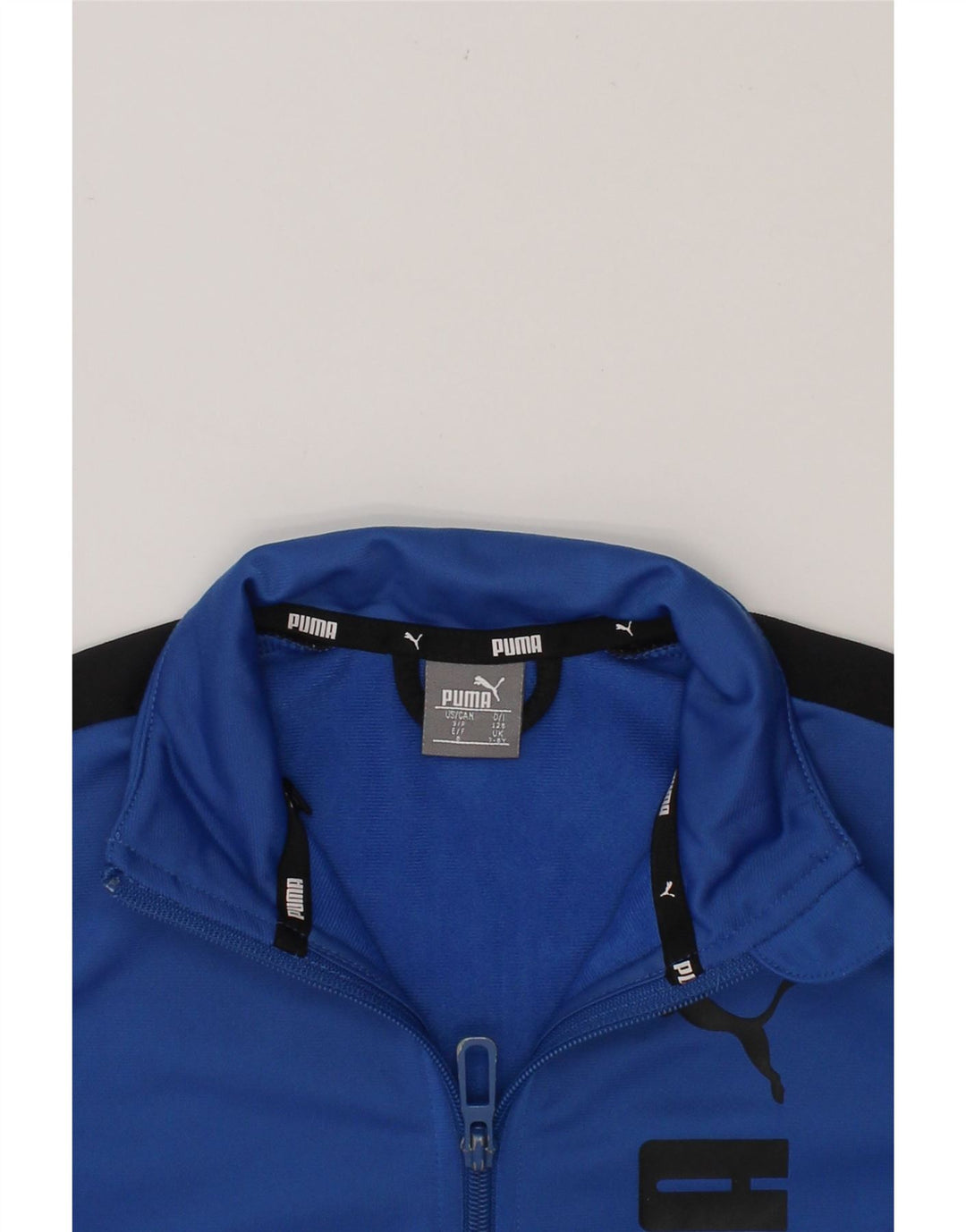PUMA Boys Graphic Tracksuit Top Jacket 7-8 Years  Blue Colourblock Vintage Puma and Second-Hand Puma from Messina Hembry 