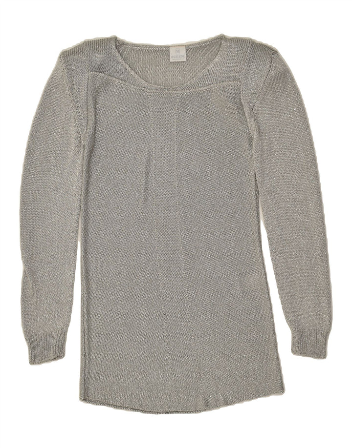 MADELEINE Womens Boat Neck Jumper Sweater UK 12 Medium Silver Viscose Vintage Madeleine and Second-Hand Madeleine from Messina Hembry 