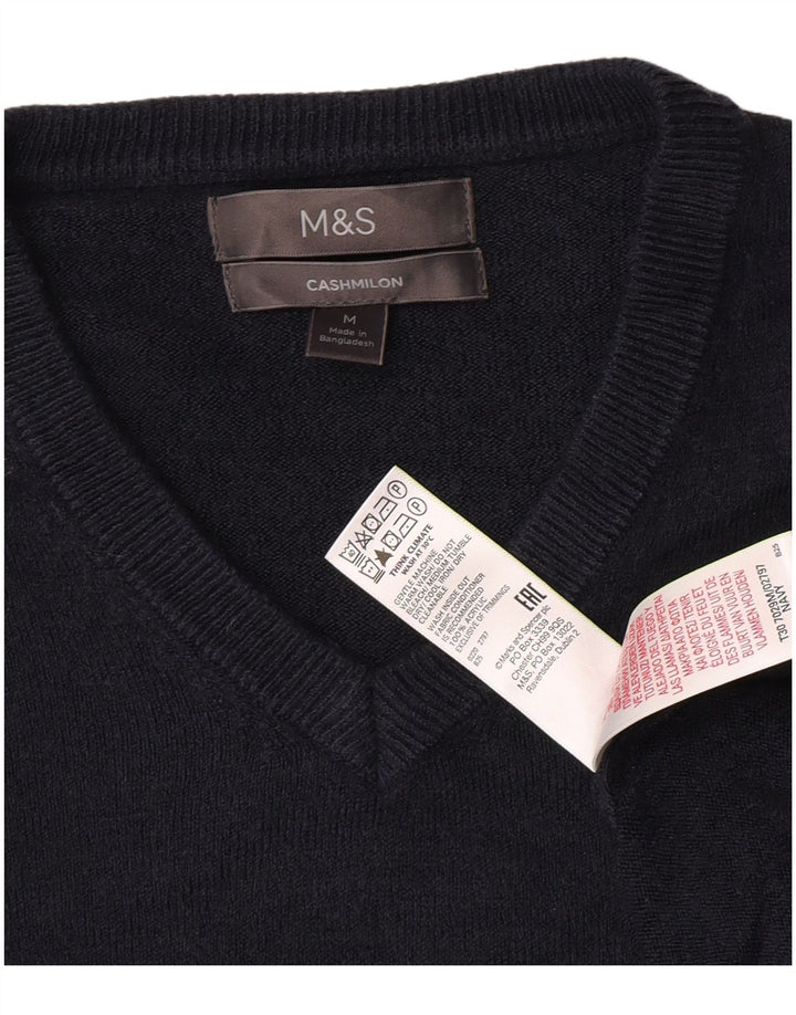 Marks & Spencer Mens V-Neck Jumper Sweater Medium Navy Blue Acrylic