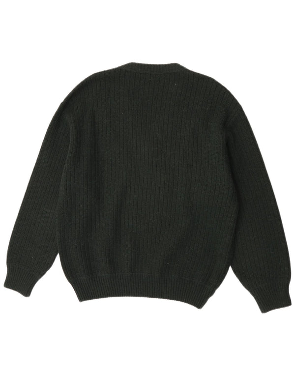 Malagrida Mens V-Neck Jumper Sweater Large Green Argyle/Diamond