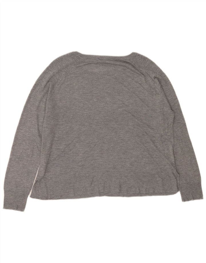 Zara Womens Boat Neck Jumper Sweater UK 14 Medium Grey Viscose