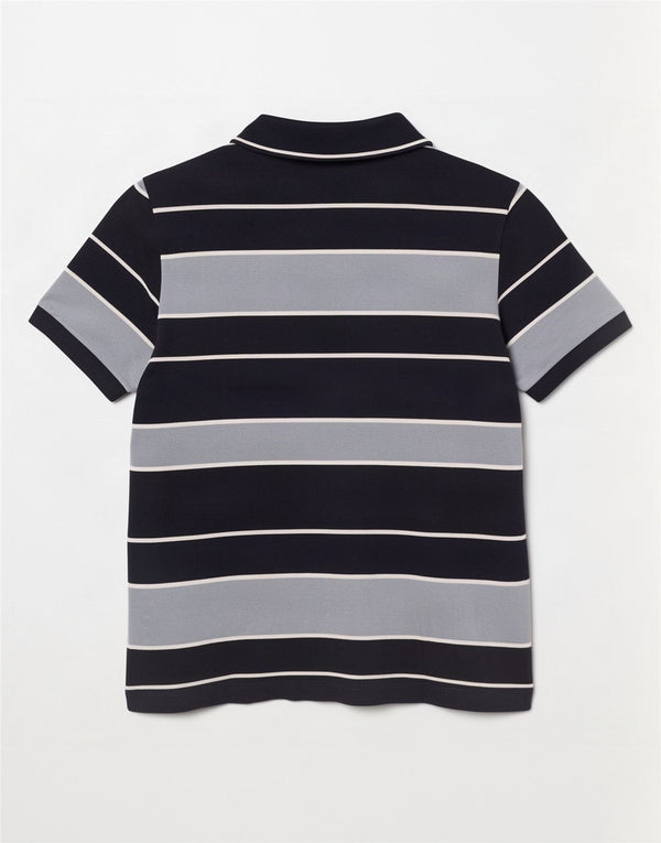 Polo da uomo Lacoste taglia 5 grande in cotone a righe blu navy