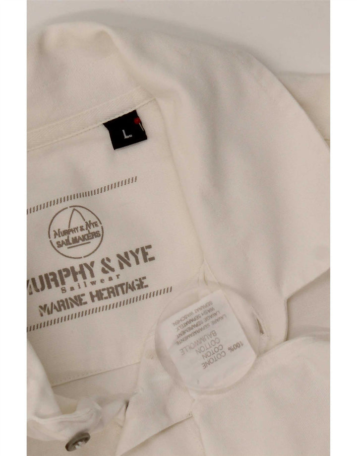 Murphy & Nye Herren-Kurzarmhemd, groß, aus weißer Baumwolle