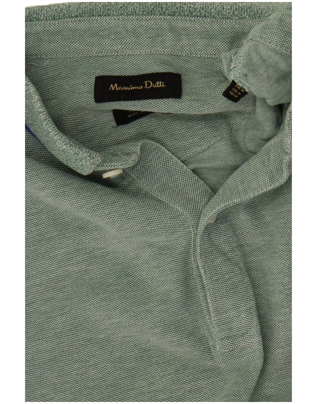 MASSIMO DUTTI Mens Polo Shirt Medium Green Flecked