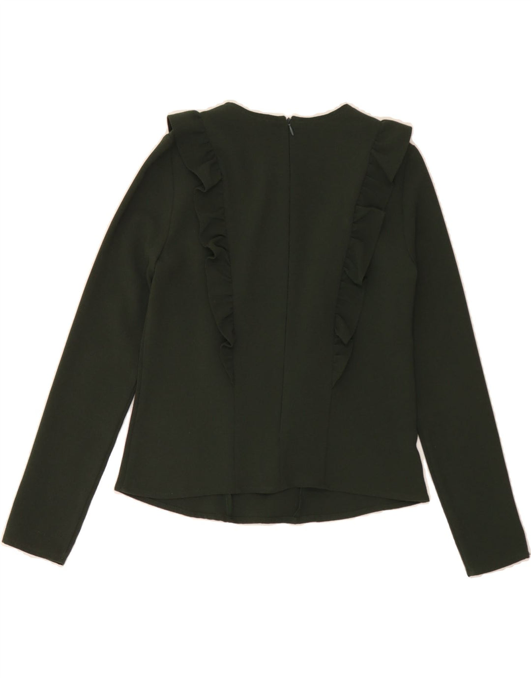 ZARA Womens Long Sleeve Blouse Top UK 10 Small Green Vintage Zara and Second-Hand Zara from Messina Hembry 
