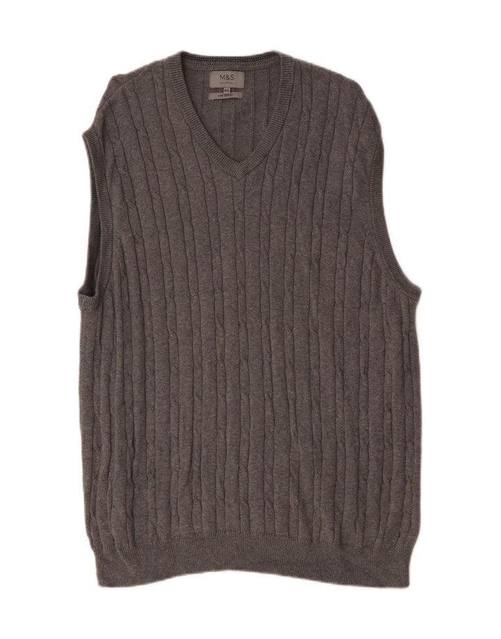 Marks & Spencer Mens Vest Tank Top 2XL Grey Cotton