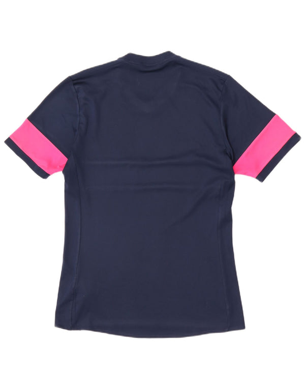 Adidas Climalite T-Shirt Top UK 12 Bleu Marine Moyen Colorblock
