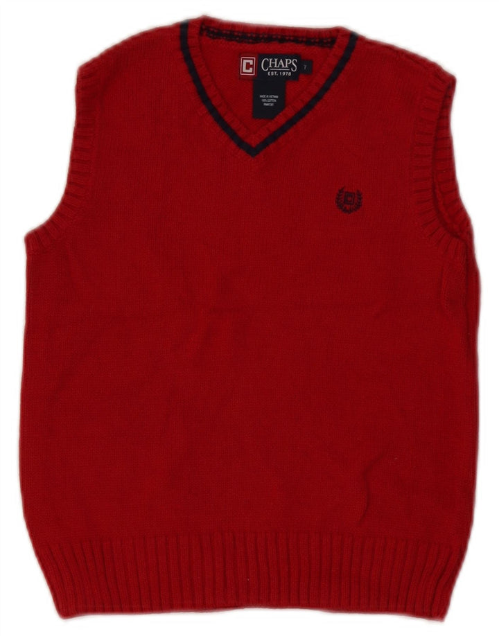Chaps Girls Vest Tank Top 6-7 Years Red Cotton
