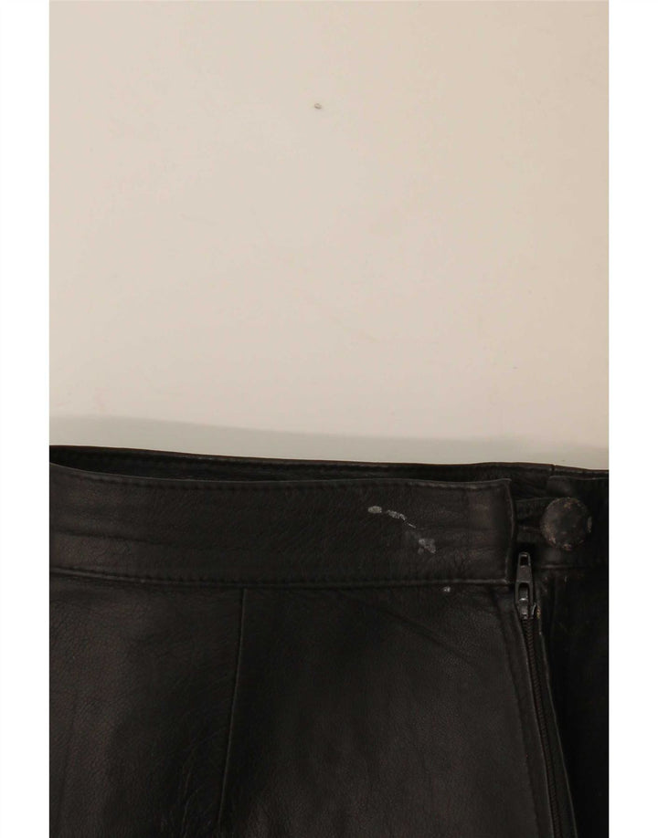 Vintage Womens Leather Skirt W28 Medium Black