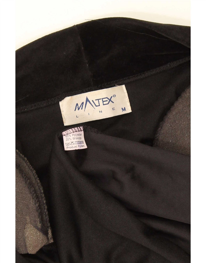 Jachetă de damă vintage Blazer deschis UK 14 Medium Negru Floral Poliester