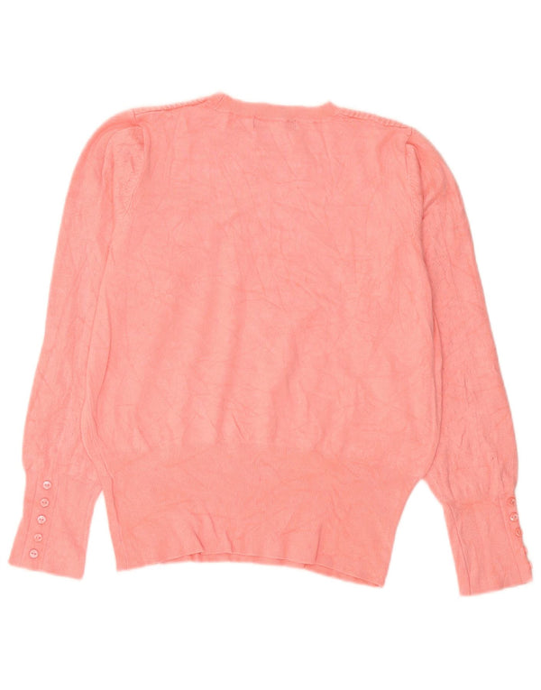 Marks & Spencer Womens Crew Neck Jumper Sweater UK 12 Medium Pink Viscose