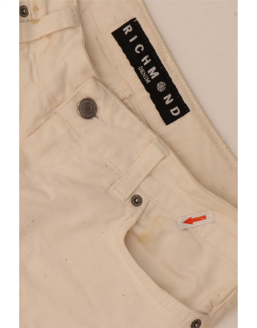 Calça jeans reta feminina Richmond W29 L33 algodão branco