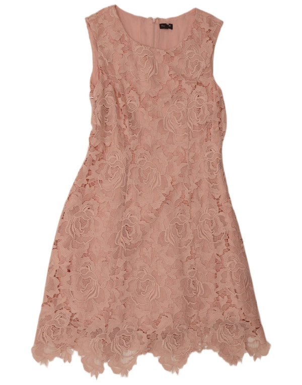 Fase otte kvinders ærmeløs A-line kjole UK 16 Large Pink Floral
