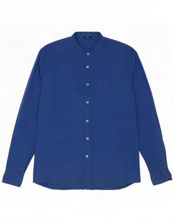 Refrigiwear Mens Shirt XL Navy Blue Linen