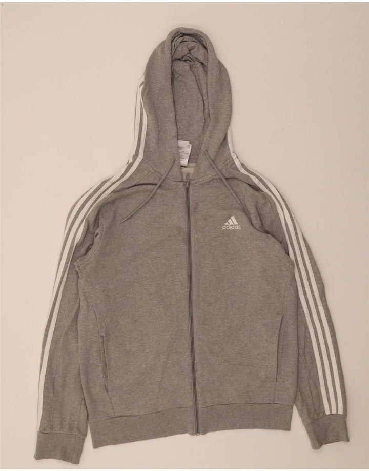 Adidas Mens Regular Fit Zip Hoodie Sweater Medium Grey Cotton