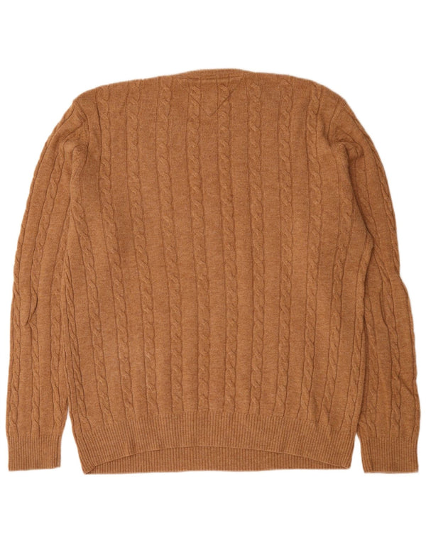 Tommy Hilfiger Mens Crew Neck Jumper Sweater XL Brown Lambswool