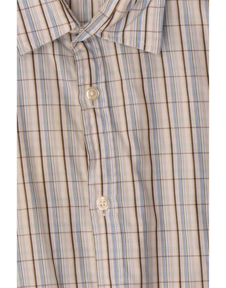 Hugo Boss Mens Short Sleeve Shirt XL Blue Check Cotton