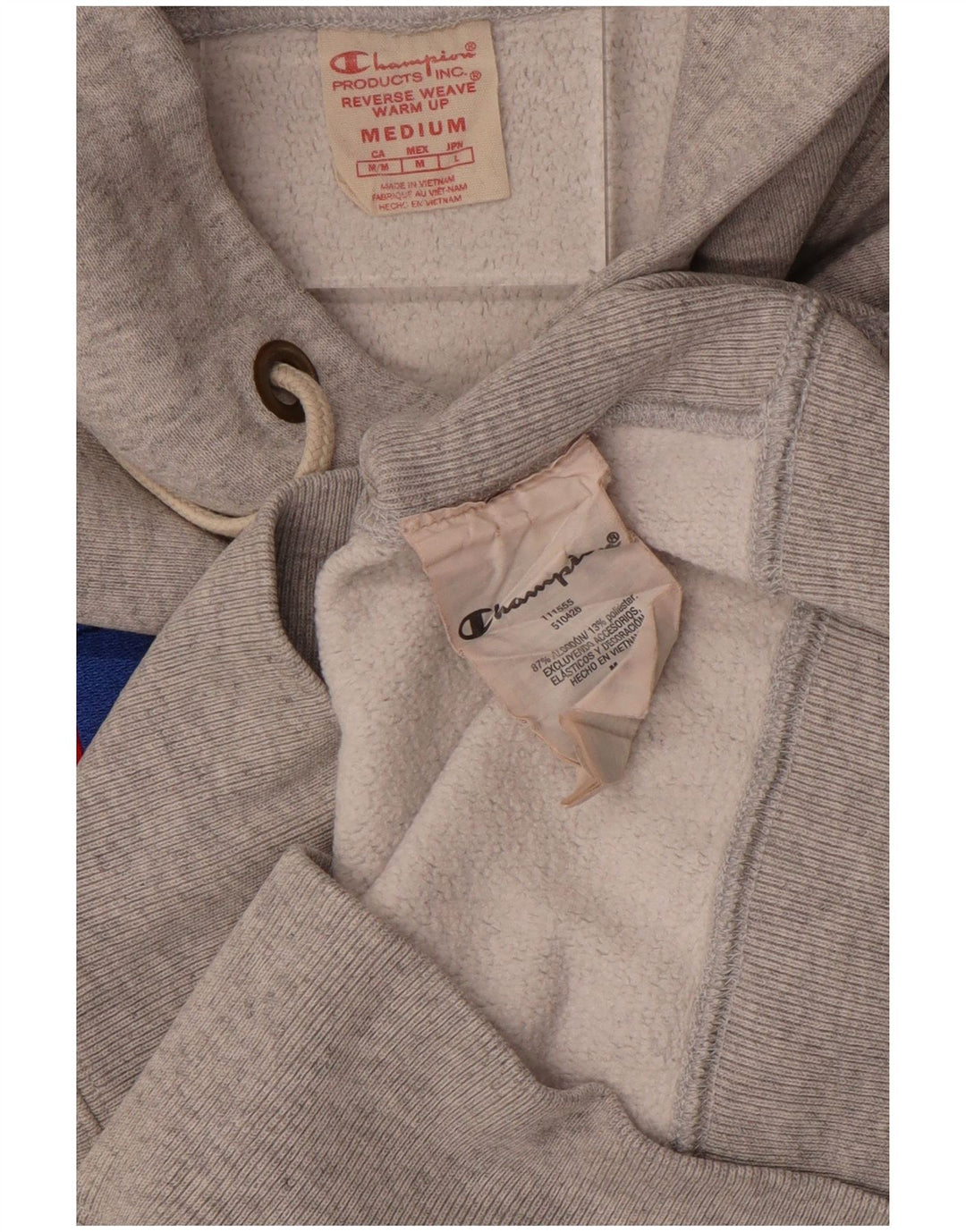 CHAMPION Womens Reverse Weave Graphic Hoodie Jumper UK 14 Medium Grey