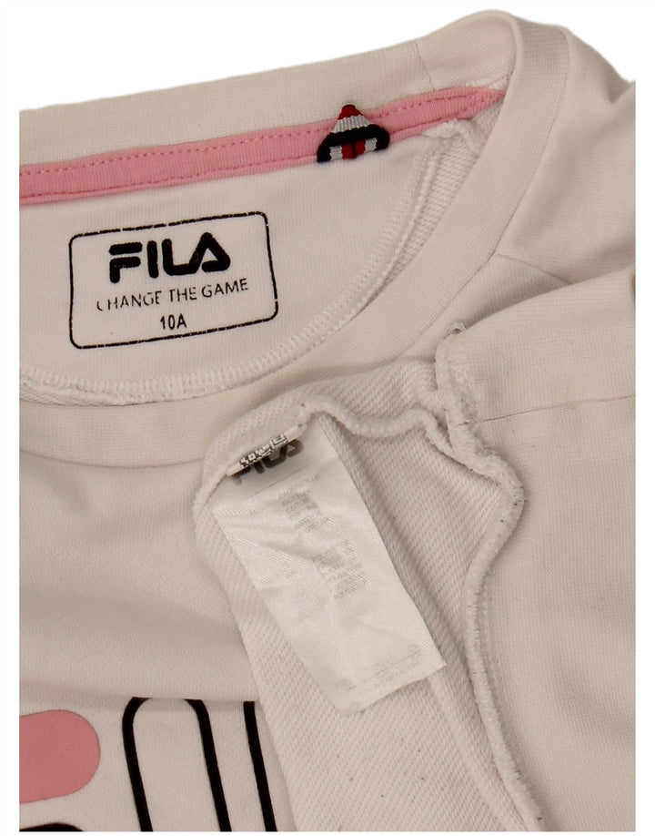FILA Suéter gráfico feminino 9-10 anos algodão branco